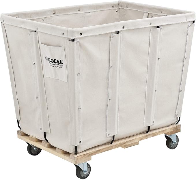 Global Industrial 16 Bushel, Canvas Basket Bulk Truck, Unassembled, Rolling - Image 7