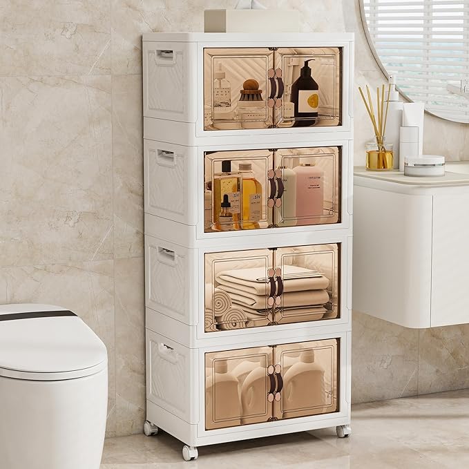 Storage Bins with Lids and Wheels, 398QT-99.5QT*4Tier Collapsible Bathroom - Image 8