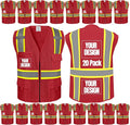 BeautyWill 10/20 Pack Custom Logo Safety Vest, Bulk High Visibility Class 2 by BeautyWill