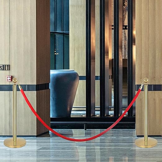 2Pack Stainless Steel Stanchion Posts 9.8ft Red Velvet Rope Suitable - Image 3