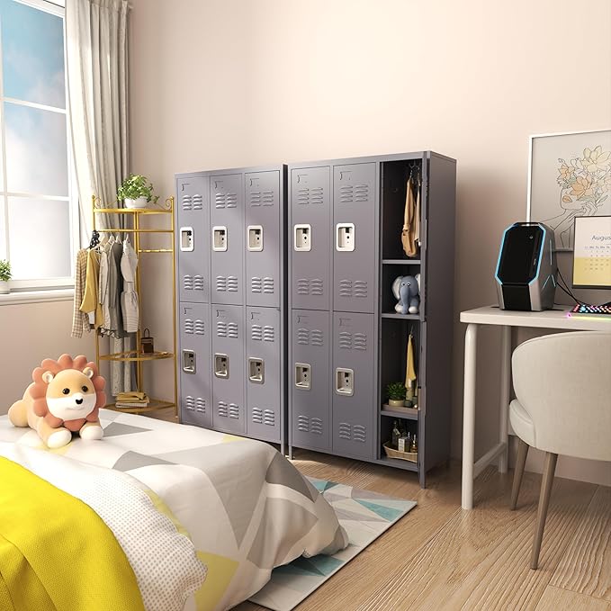 6 Door Locker with Lock, Metal Storage Locker Cabinet with - Image 2