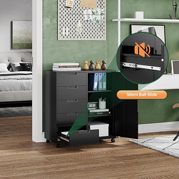 Letaya 5 Drawer Storage Cabinet, Mobile Printer Stand - Image 7