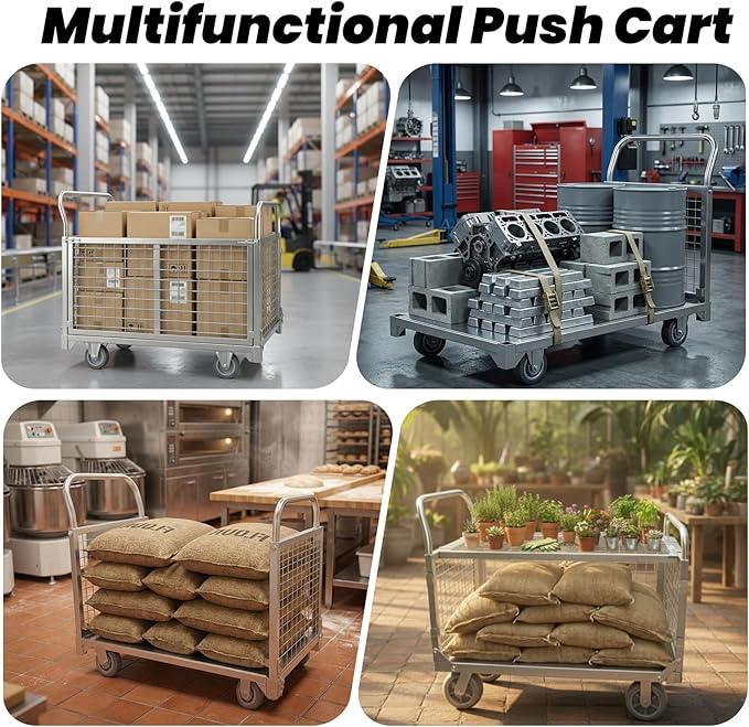 Heavy Duty Push Cart with Wheels 2200 LBS Capacity - Image 3