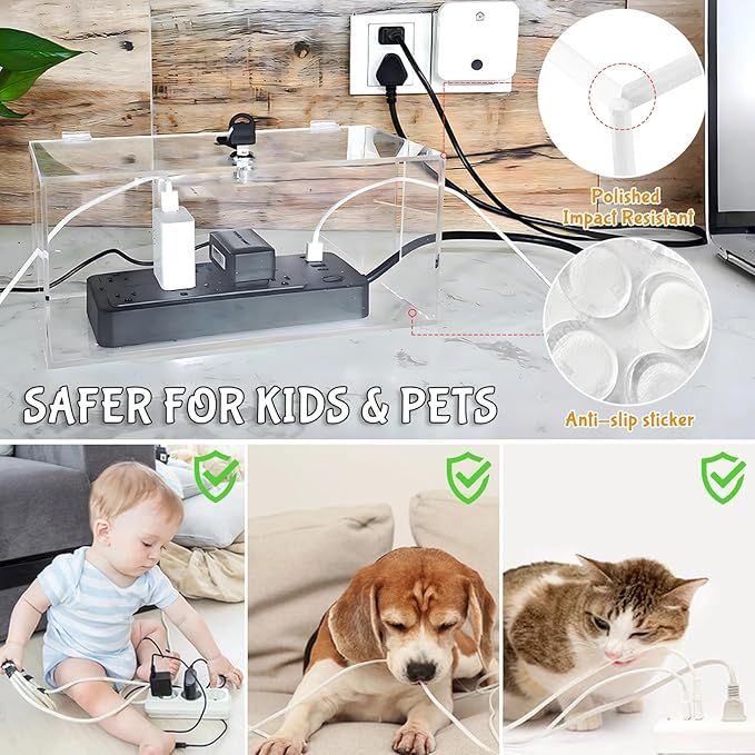 2PC Cable Management Box with Lock, Cable Organizer Box & Power Strip Cover - Image 5