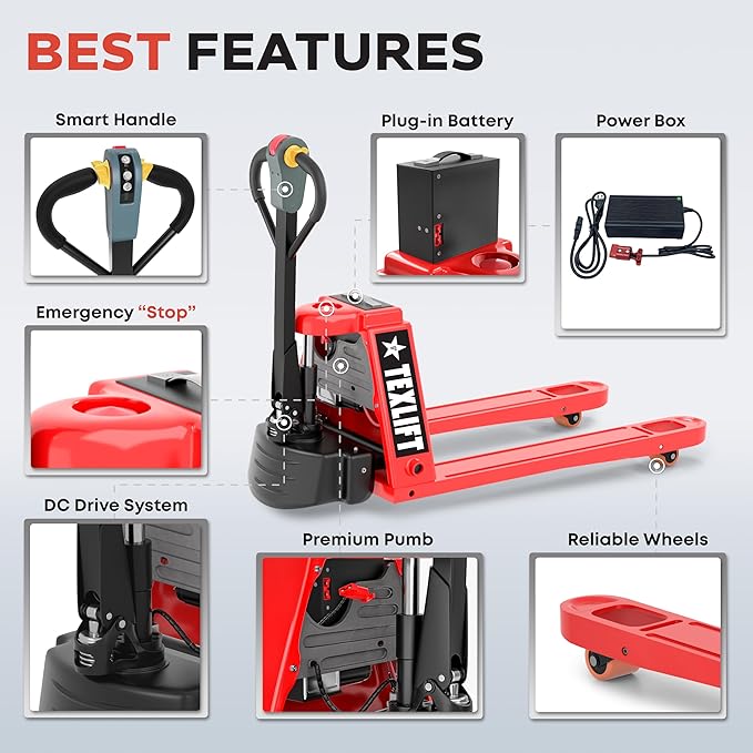 Full Electric Power Pallet Jack – Standard Duty Pallet Truck 3300 Lb Capacity - Image 3