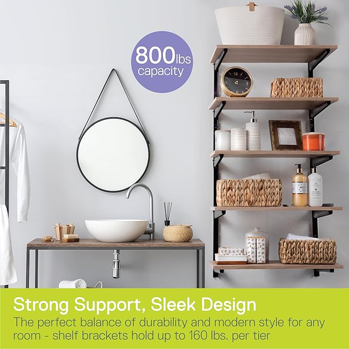 Minimalistic Black Shelf Brackets by Delta Cycle, Holds Up to 480 lbs, Modern - Image 2