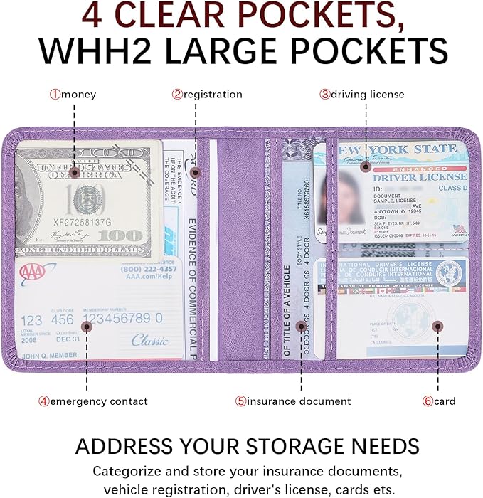 2-Pack Car Registration and Insurance Holder, Car Organization Vehicle Document - Image 5