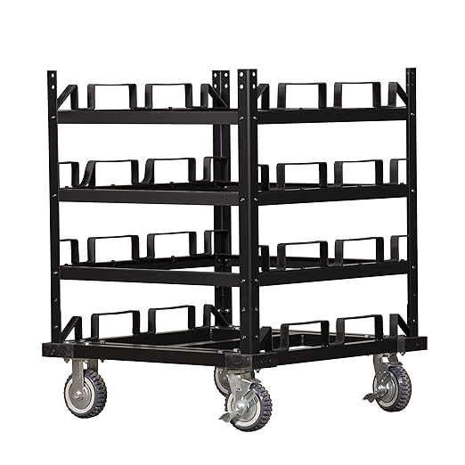 Trafford Industrial Stanchion Post Cart, 12 Posts, Horizontal Padded Storage by Crowd+Control+Warehouse