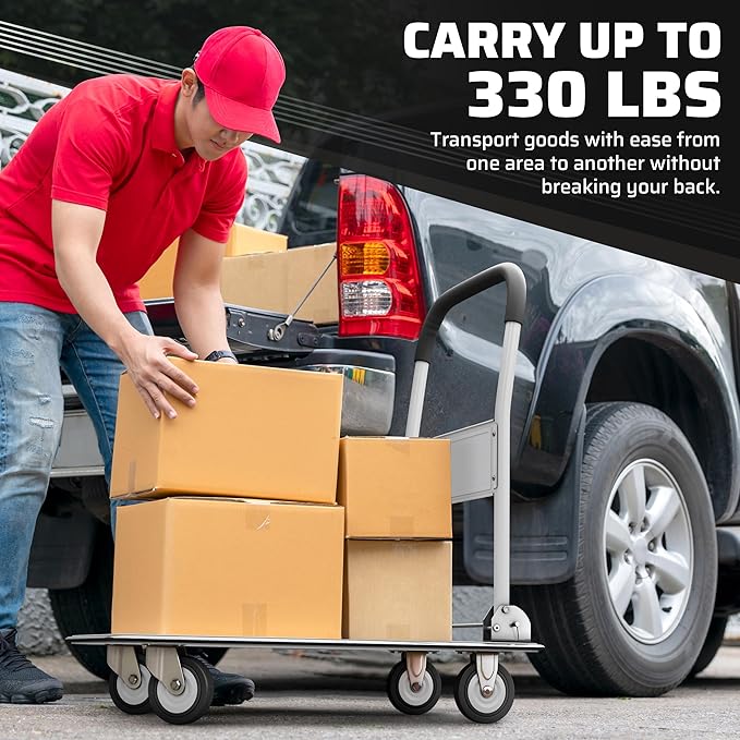 Heavy Duty Foldable Push Cart Dolly | 330 lbs. Capacity | Upgraded Collapsible - Image 4