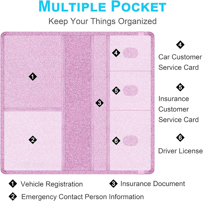 Wisdompro Car Document Holder Organiser, PU Leather Vehicle Insurance and - Image 2