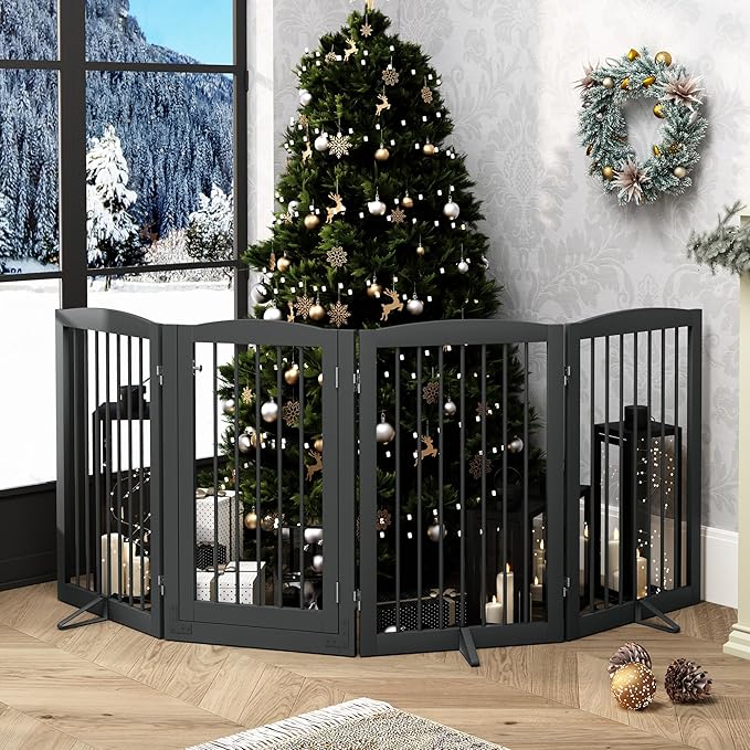 Freestanding Dog Gates with Door Walk Through, Pet Gate - Image 7
