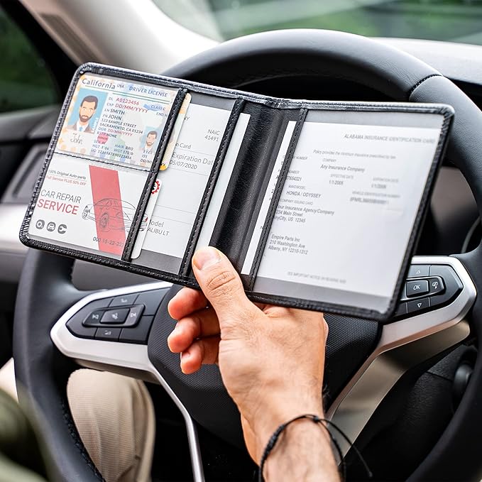 CANOPUS Car Registration and Insurance Holder, PU Leather Card Holder, Vehicle - Image 5