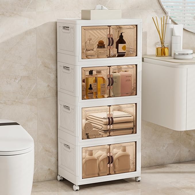 Storage Bins with 2 Lids and Wheels, 270QT-45QT*6Tier Collapsible Bathroom - Image 6