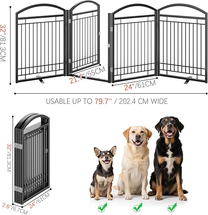 Folding No-Assembly Metal Freestanding Dog Gate - Image 2