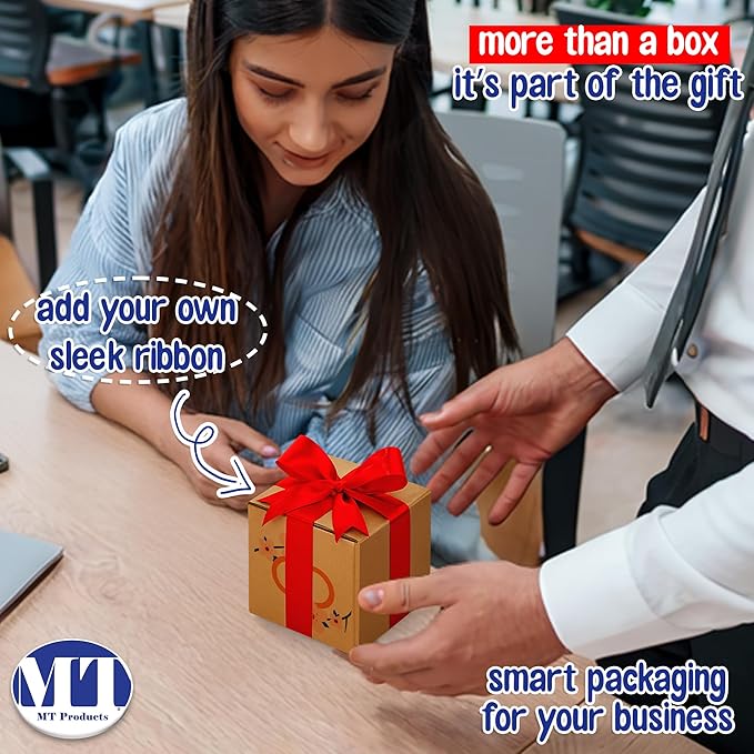 MT Products Custom Printed Kraft Cardboard Shipping Boxes 5" x 5" x 5" - Image 3