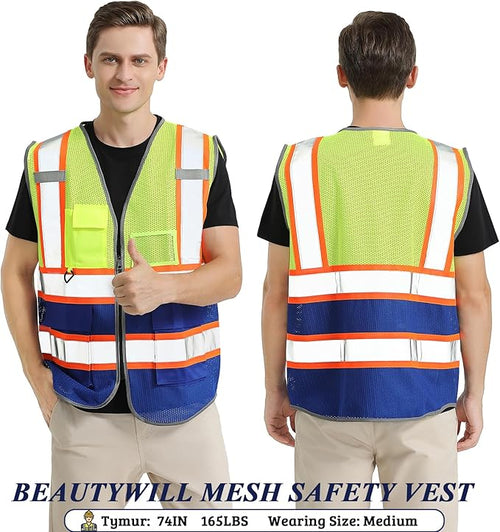 10 Pack Custom Mesh Safety Vest Customized Logo Class2 High Visibility - Image 2