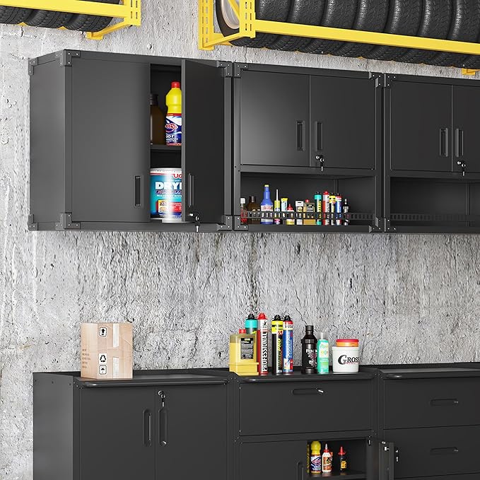 Metal Garage Wall Cabinet with Lock, Wall Mounted Metal Storage Cabinets with - Image 7