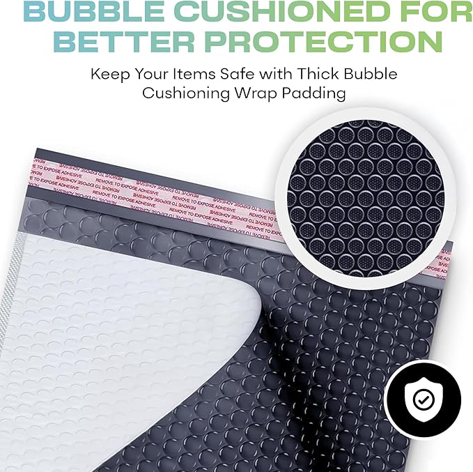 White Poly Bubble Mailers 8.5x14.5 inch #3 | Self Seal Padded Envelopes | - Image 6