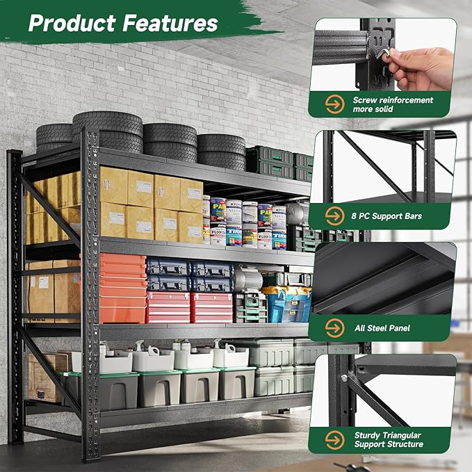 Letaya 68" W Storage Shelves Heavy Duty, 7000LBS Garage Shelving Units - Image 5