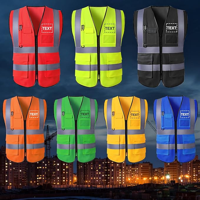 Custom Safety Vest for Men High Visibility Protective Workwear 5 Pockets Class 2 - Image 2