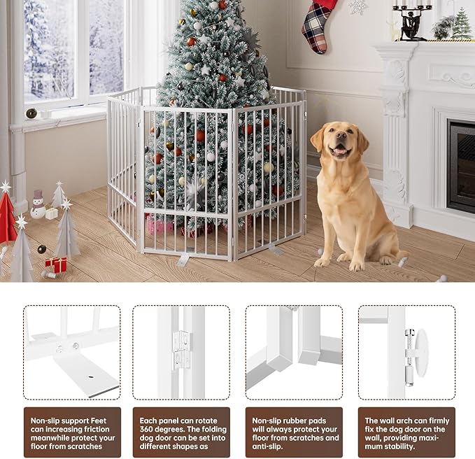 8 Panels Full Metal Freestanding Dog Gates - Image 5