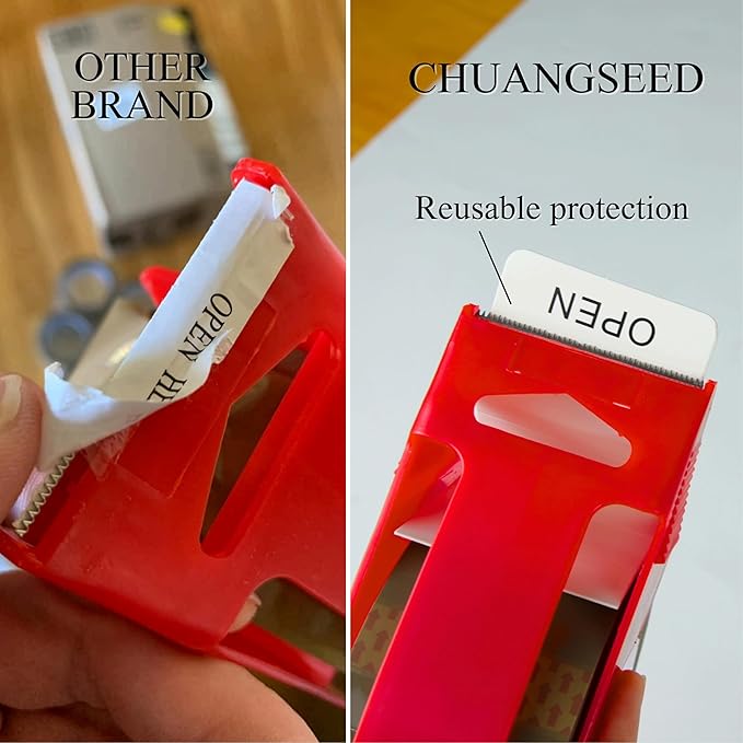 CHUANGSEED Packing Tape with Dispenser – 6 Rolls Brown Shipping Tape, Heavy - Image 2