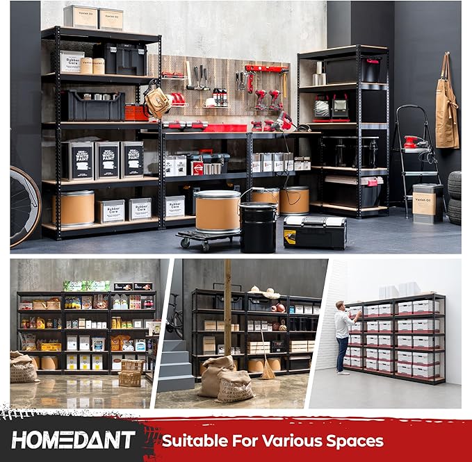 HOMEDANT 39.8" W 5 Tier Heavy Duty Garage Shelving Adjustable Metal Rack - Image 9