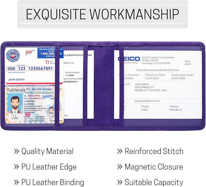CANOPUS Car Registration and Insurance Holder, PU Leather Card Holder, Vehicle - Image 4