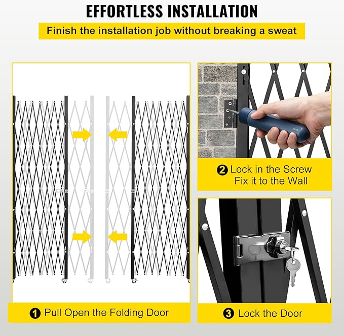 VEVOR Double Folding Security Gate, Steel Accordion Security Gate, Flexible - Image 7