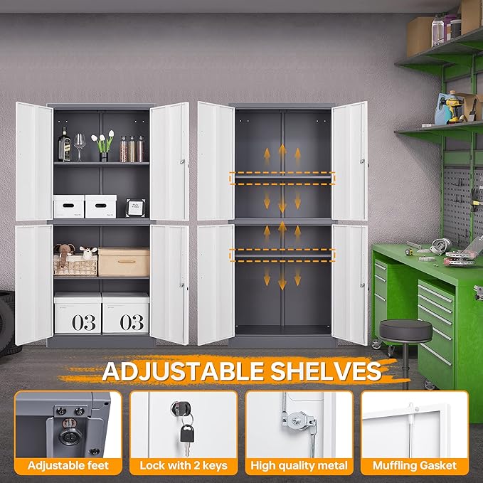 STANI Metal Storage Cabinet, Locking Steel Cabinet - Image 8