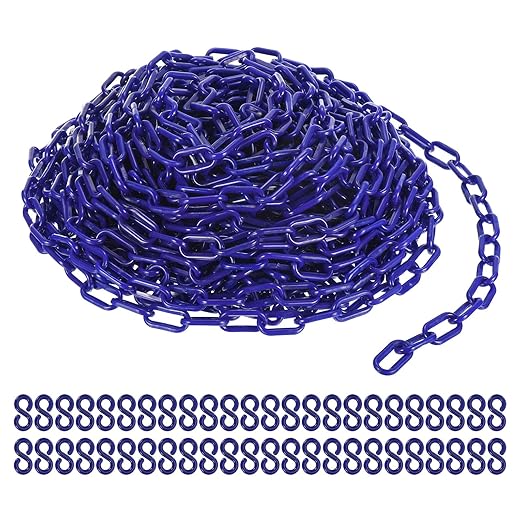 PATIKIL Plastic Chain Links, 100 Foot Safety Barrier Chain Blue by PATIKIL