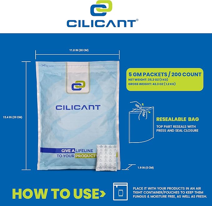 CILICAnt 5-gram Desiccant Pouches, Food Grade Moisture Absorbers Ideal - Image 6
