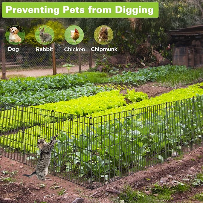 5 Panels No Dig Garden Fence Animal Barrier, 34in × 11.25ft Decorative Metal - Image 2