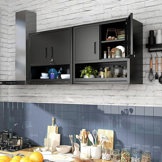 Metal Garage Wall Cabinet with Lock, Wall Mounted Metal Storage Cabinets with - Image 6