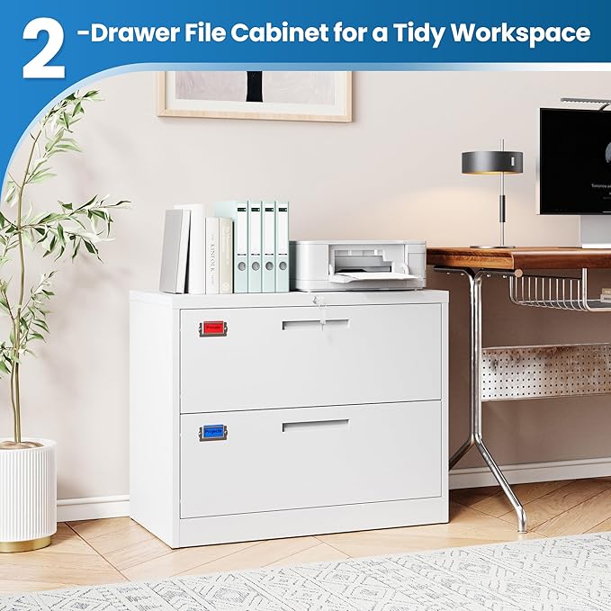 2 Drawer File Cabinet, Lateral Filing Cabinets - Image 6