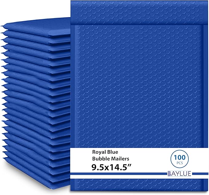 Royal Blue 9.5x14.5 Inch Poly Bubble Mailers #4 | Self Seal Large Padded by BAYLUE