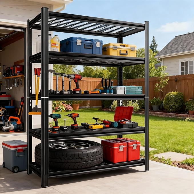 72''H Wire Shelving Unit, 3020 Lbs Heavy-Duty Garage Storage Shelves, 5-Tier - Image 2