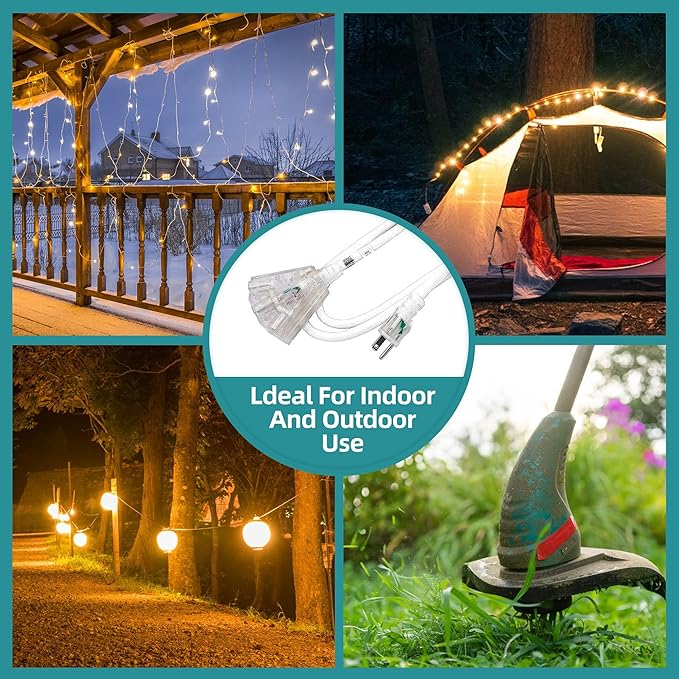 3-Outlets Indoor Outdoor Extension Cord Weatherproof - Image 6