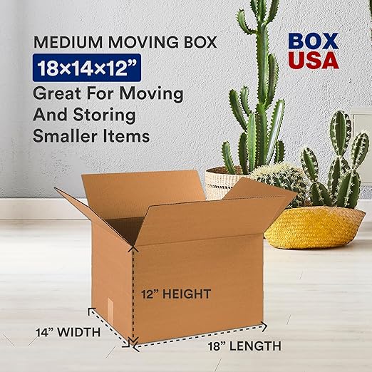 BOX USA Moving Boxes Medium 18"L x 14"W x 12"H 10-Pack | Corrugated Cardboard - Image 2