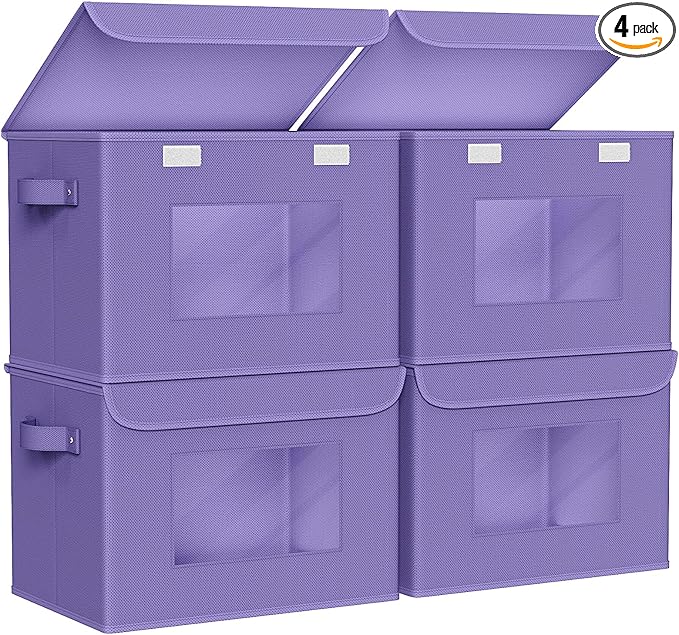 Univivi Storage Bins with Lids Fabric Lidded Storage Baskets Stackable Closet by Univivi