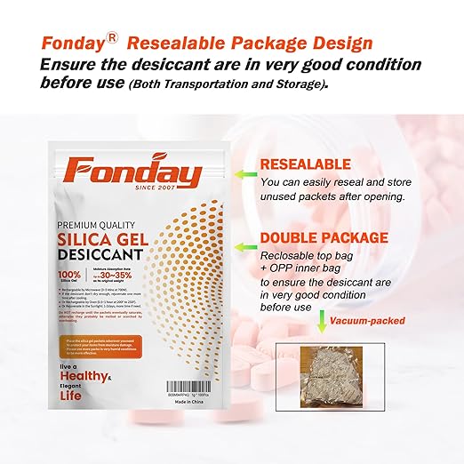 5g x 120 packs Fonday Rechargeable Silica Gel Desiccant Packets Food Grade Fast - Image 7