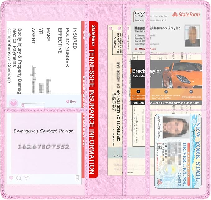 Car Insurance and Registration Holder, 9.5 x 5 Inch PU Leather Vehicle Glove - Image 3