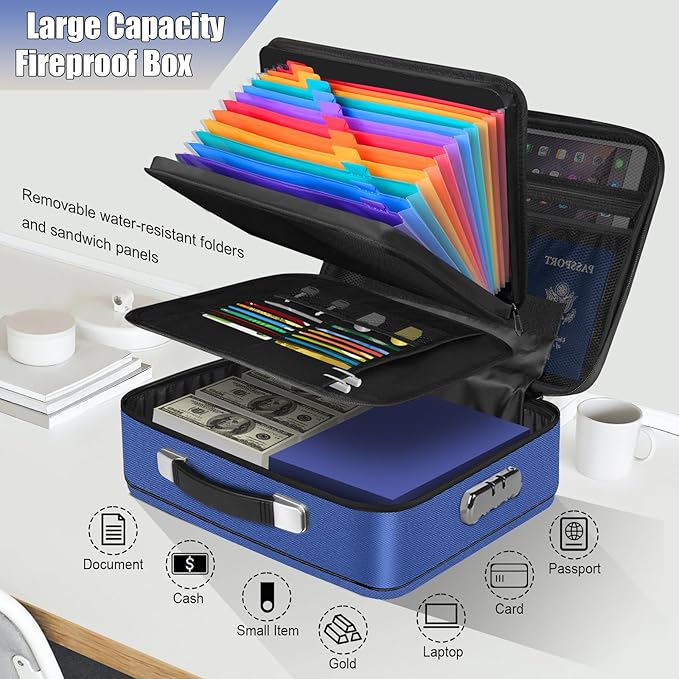 Fireproof Document Box, Hard Shell Fireproof Box, Document Organizer - Image 6