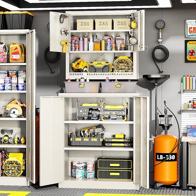 Greenvelly Metal Garage Storage Cabinet, Lockable Metal Cabinets - Image 2