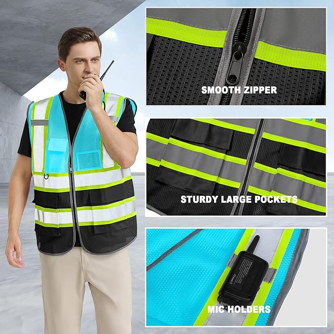 BeautyWill Custom Logo Safety Vest Class 2 High Visibility Reflective Vest - Image 3