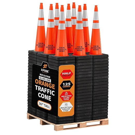 Xpose Safety 36 Inch Orange Slim Line Traffic Cones Heavy Duty 12lb, Caution & by XposeSafety