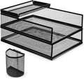 Black Metal Letter Tray Set, Front Load File Paper Holder by Unknown