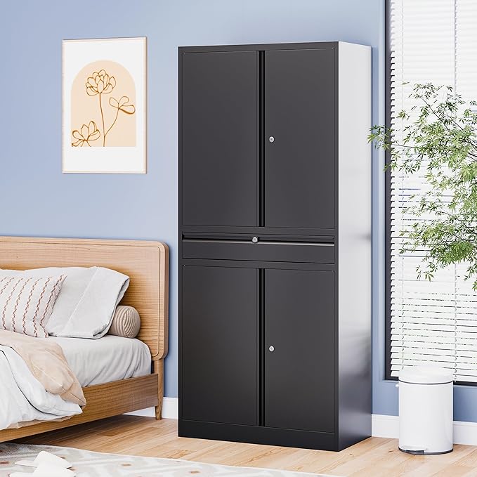 Metal Storage Cabinet with with Drawer, Garage Storage Cabinet with Locking - Image 9