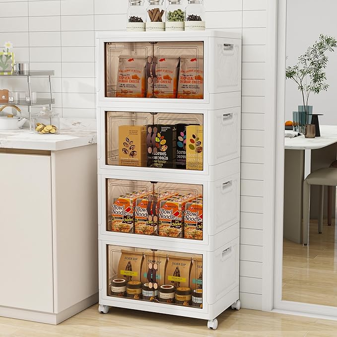 Storage Bins with 2 Lids and Wheels, 597QT-99.5QT*6Tier Collapsible Bathroom - Image 6