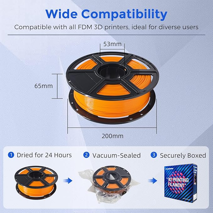 FLASHFORGE PETG Pro Filament 1.75mm Orange, 3D Printer Filament 1kg Spool - Image 6